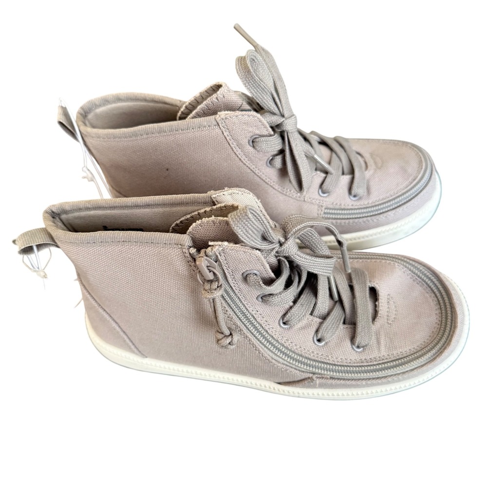 Billy Footwear Kids Adaptive High Top Canvas Sneakers Taupe Grey Size 3Y
